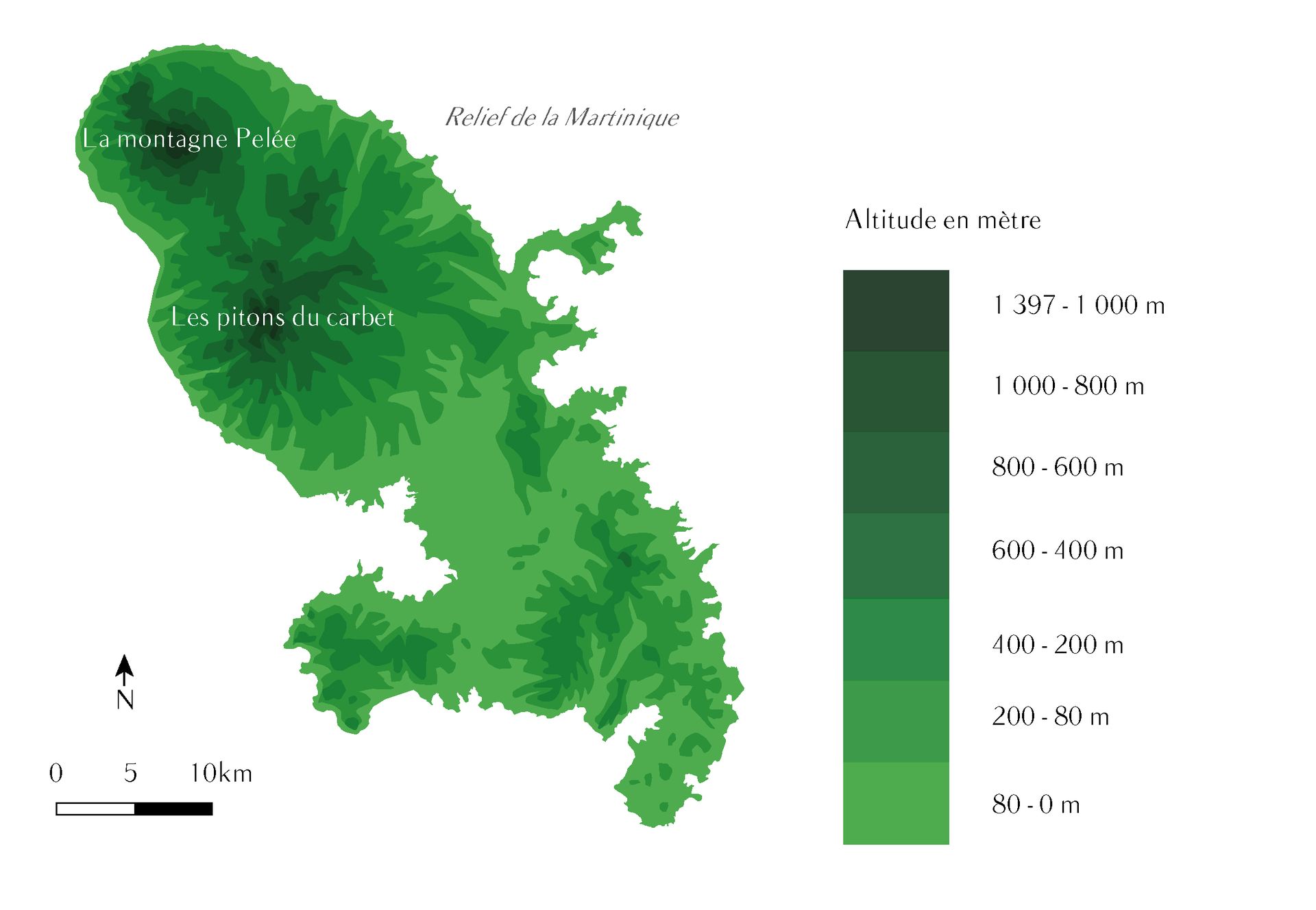 Relief de la Martinique — altitudes