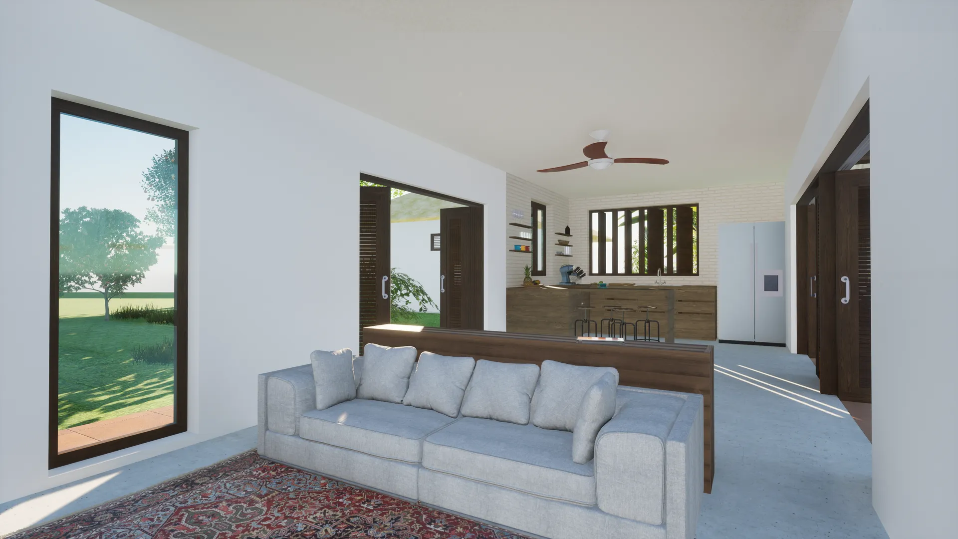 Villa vivante — Le sejour et la cuisine